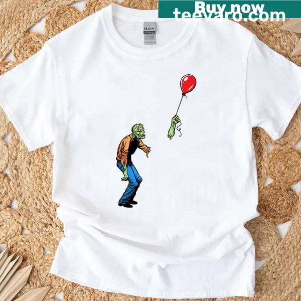 Cartoon of a sad zombie holding a balloon for an edgy twist.