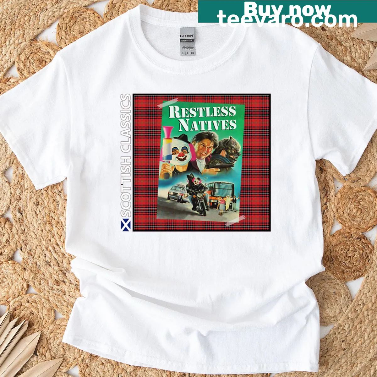 Vintage T-shirt celebrating Scottish heritage and traditions — on a men's t-shirt