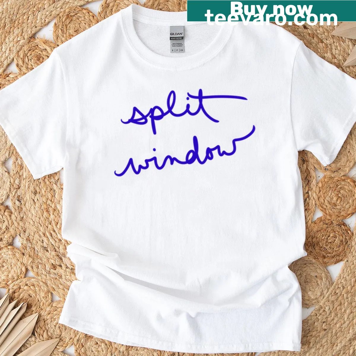 Stylized graphic of a split window on a t-shirt — on a men's t-shirt