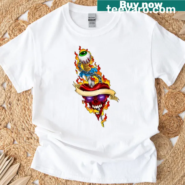 Edgy T-shirt featuring the phrase 'Stabbed In The Heart.'
