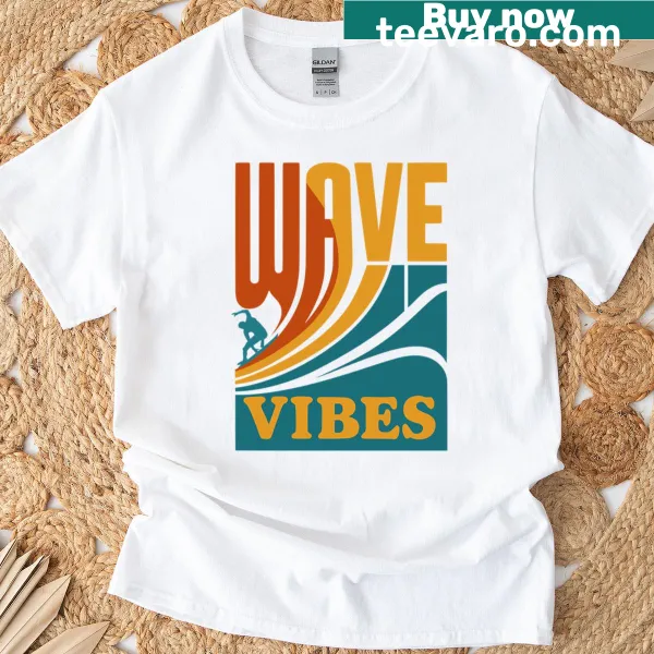 Retro surf style graphic t-shirt with wave vibes