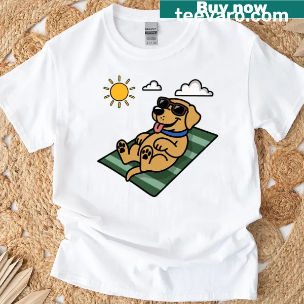 Illustrative sunbathing labrador graphic t-shirt