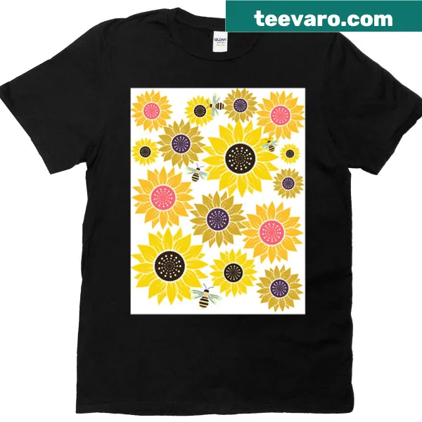 Illustrated T-shirt featuring cheerful sunflowers