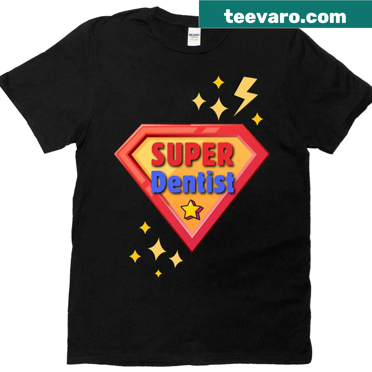 Dentist-themed logo design T-shirt for dental professionals — on a men's t-shirt