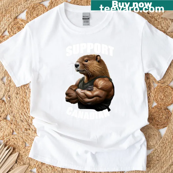 Emblematic T-shirt featuring a proud Canadian beaver