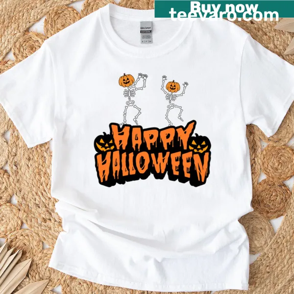 Oversized t-shirt featuring a cute skeleton graphic for Halloween