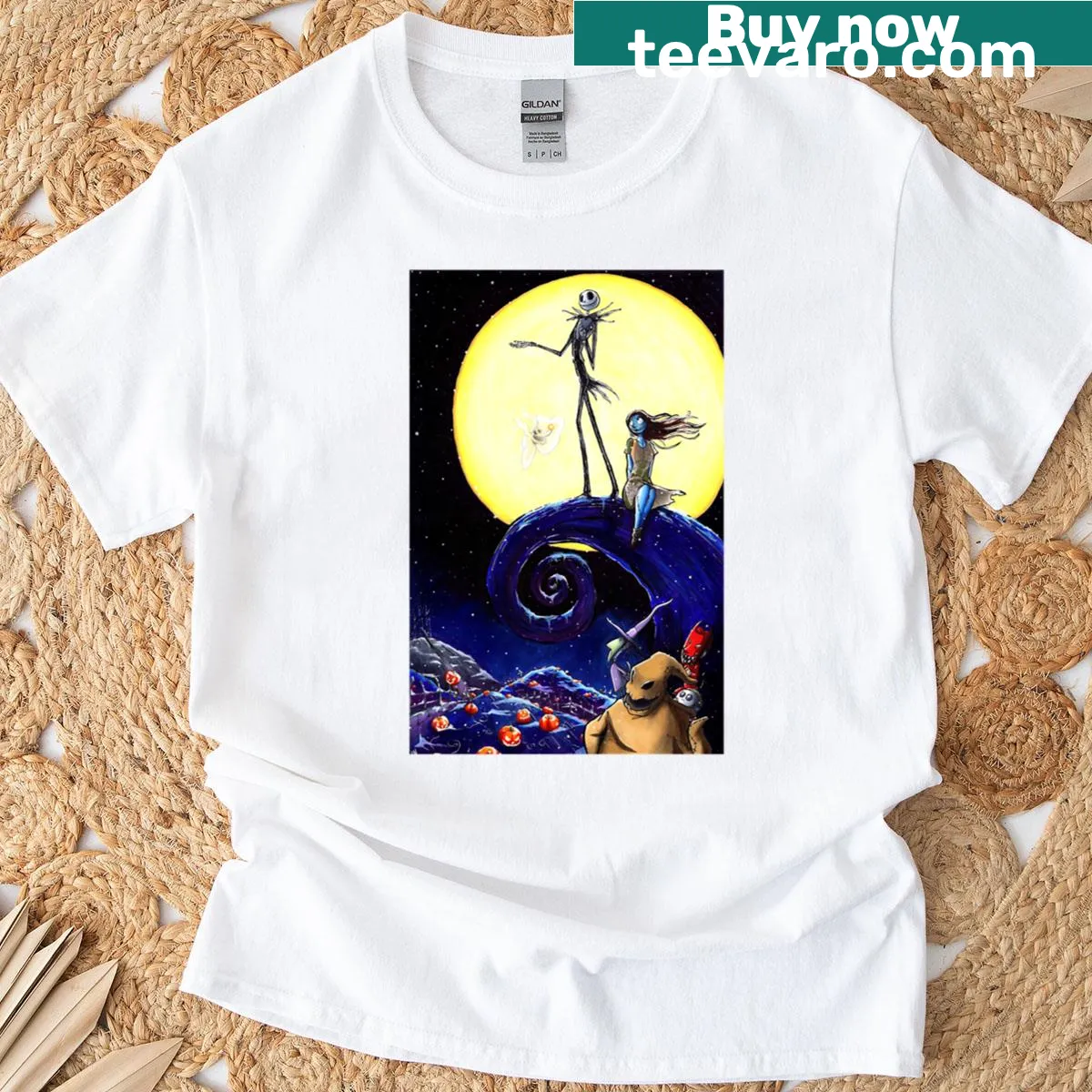 Illustrations inspired by The Nightmare Before Christmas on a t-shirt — on a men's t-shirt