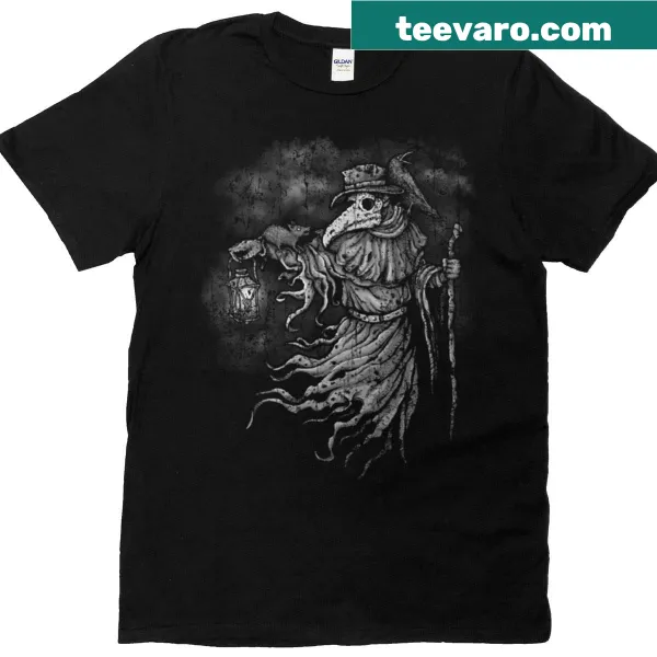 Plague Doctor graphic t-shirt with iconic mask design.