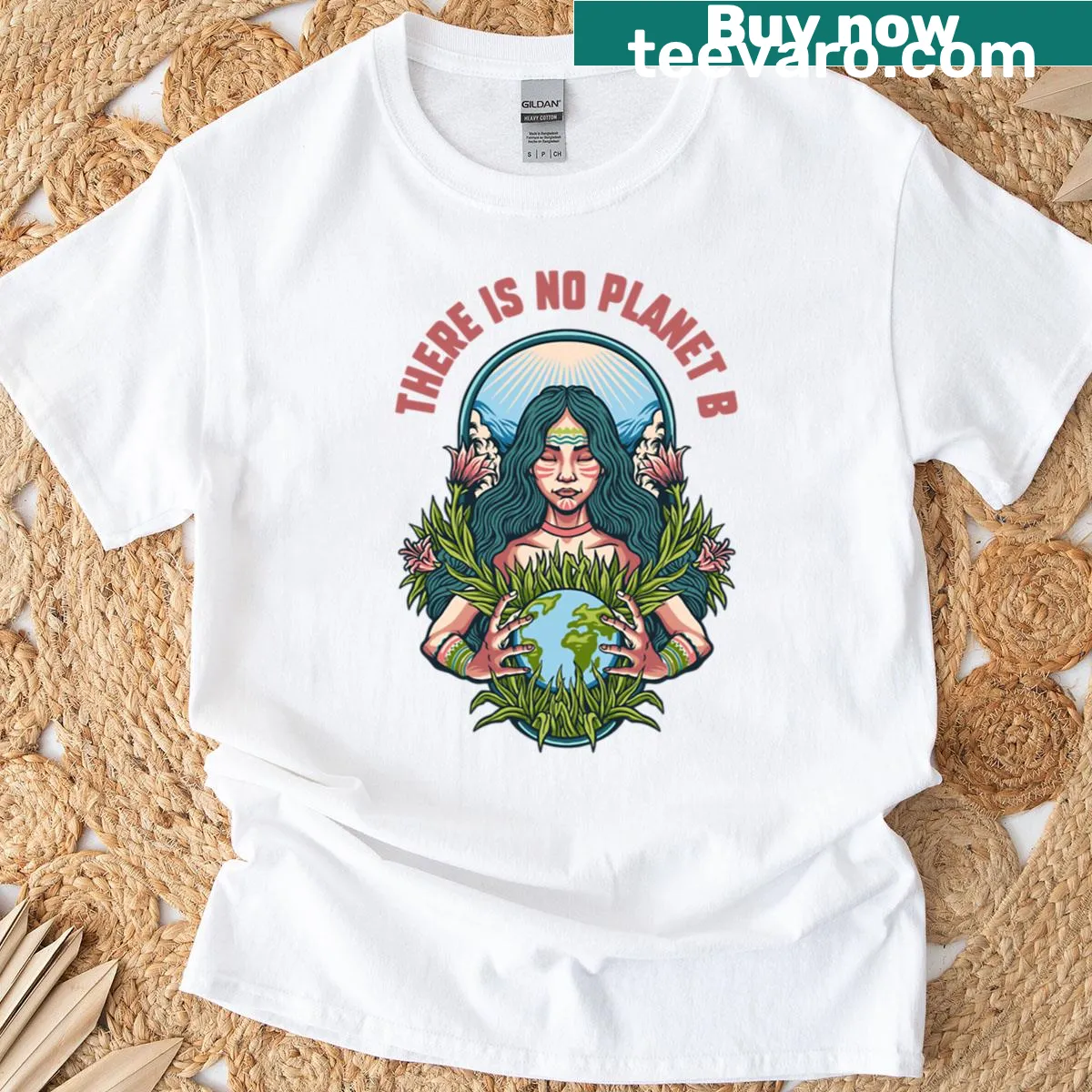 Text-based t-shirt promoting environmental awareness with the phrase 'There Is No Planet B' — on a men's t-shirt