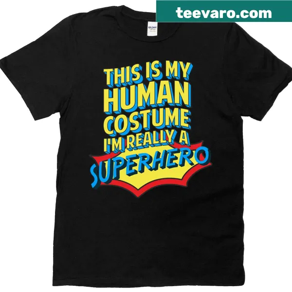 Superhero-themed Halloween t-shirt with funny slogan