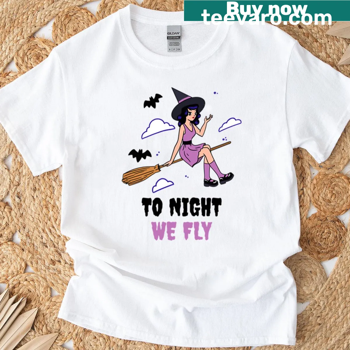 Halloween themed oversized T-shirt featuring a spooky flying graphic — on a men's t-shirt
