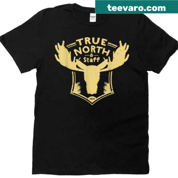 Illustrated moose design on a nature-themed t-shirt