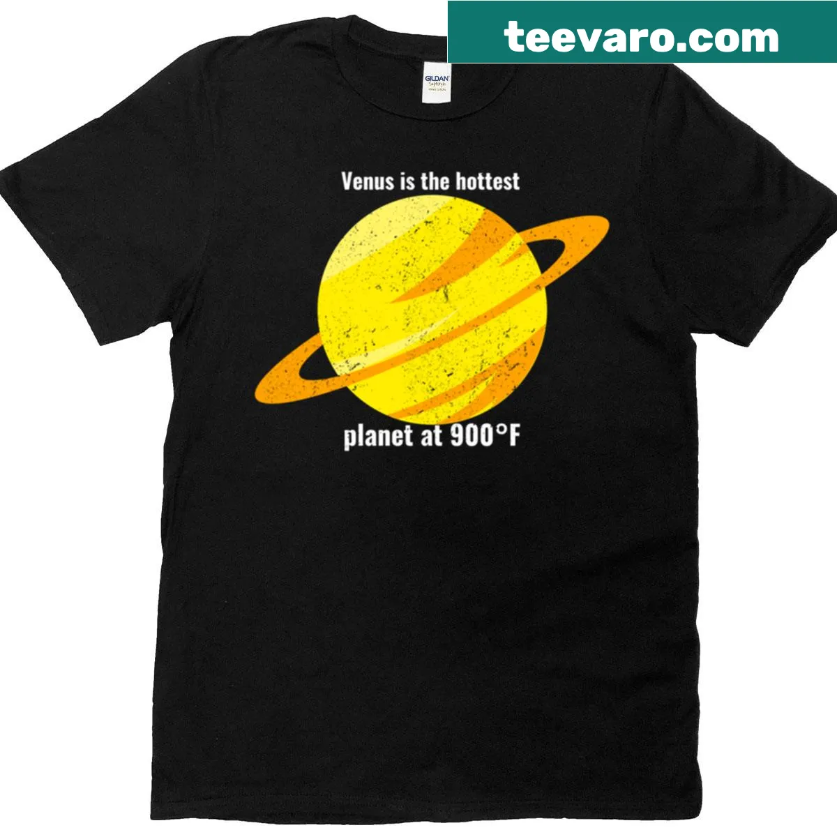 Astronomy-themed t-shirt featuring facts about Venus as the hottest planet — on a men's t-shirt