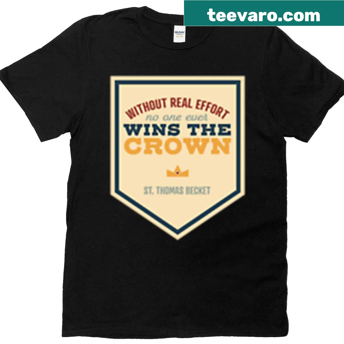 Inspirational typography honoring St. Thomas Becket on a faith-themed T-shirt — on a men's t-shirt