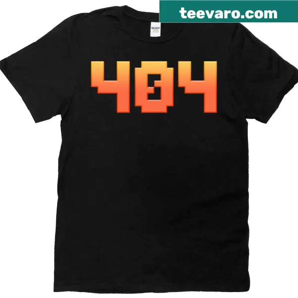 Hot orange T-shirt with a pixelated 404 error design