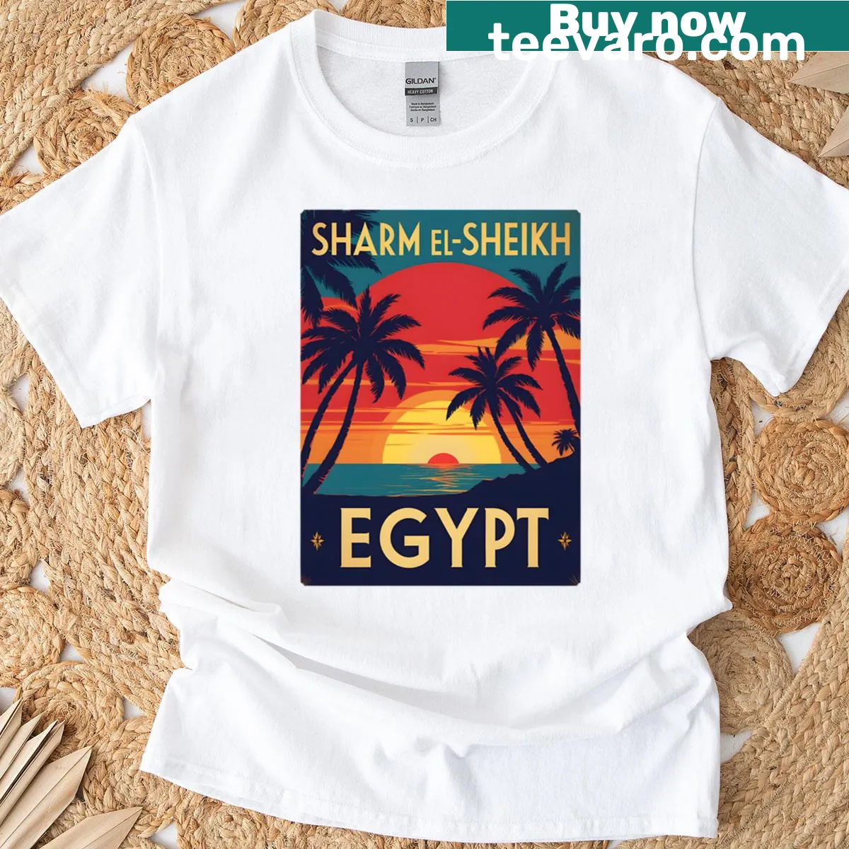 Vintage travel illustration of Sharm El-Sheikh, Egypt on a T-shirt. — on a men's t-shirt