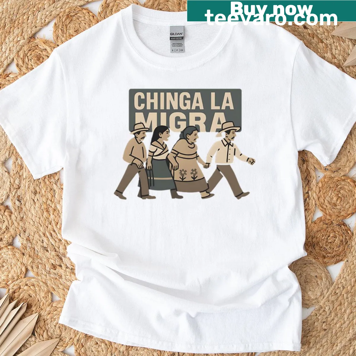 Bold text design advocating for social justice and immigration reform. — on a men's t-shirt