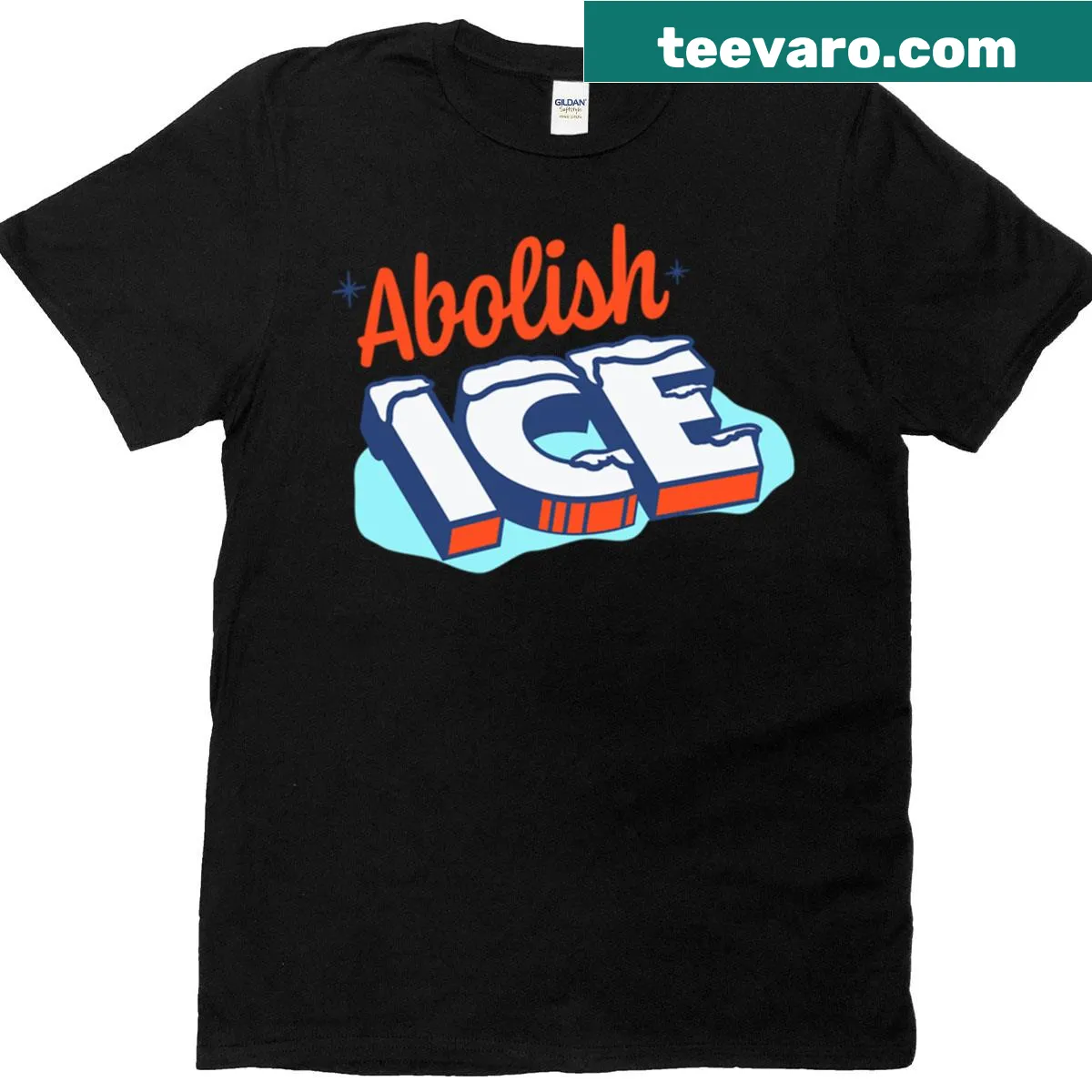 Funny design T-shirt with 'Abolish ICE' text and graphics — on a men's t-shirt