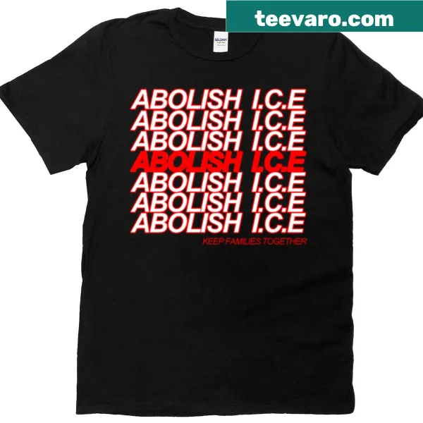 T-shirt displaying the strong message 'Abolish Ice' for activists.