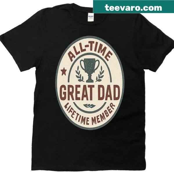 Vintage badge design celebrating great dads on a t-shirt