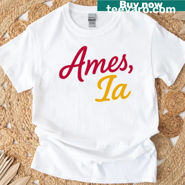 Retro script design saying 'Ames IA' in a vintage style.