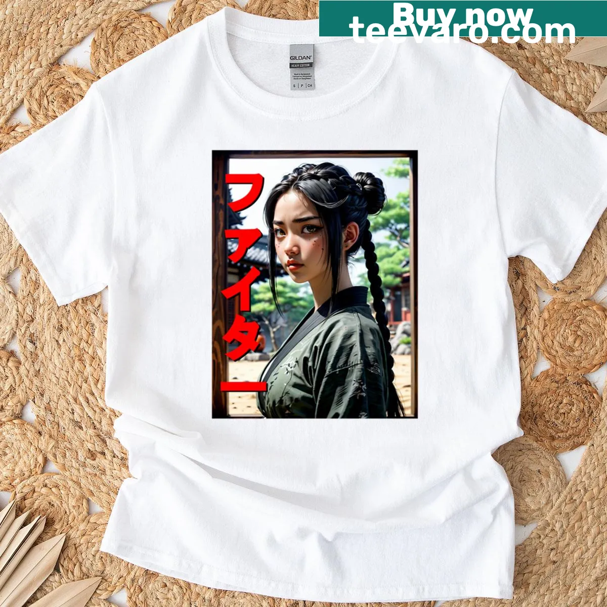 Anime fighter graphic T-shirt for action enthusiasts — on a men's t-shirt
