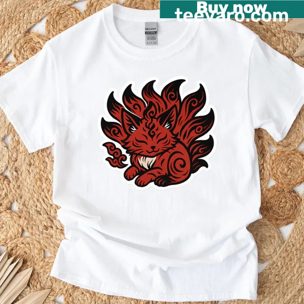 Illustration of a magical cat surrounded by whimsical elements on a t-shirt