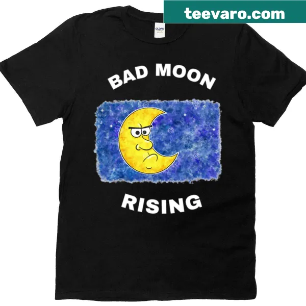 Eerie graphic of a moon on a t-shirt inspired by Bad Moon Rising