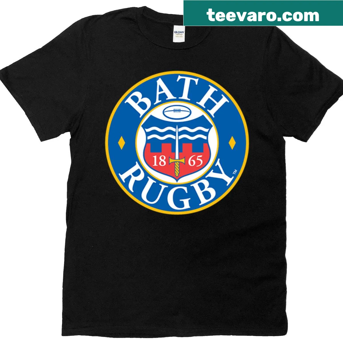 Bath Rugby T-shirt featuring team logo in simple design — on a men's t-shirt