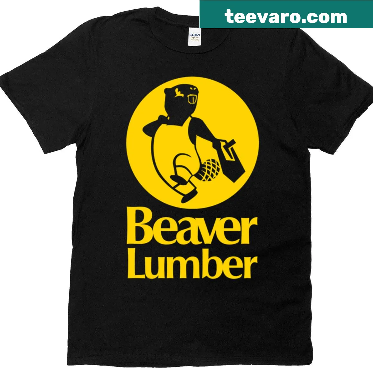 Illustrative Beaver Lumber design on t-shirt — on a men's t-shirt