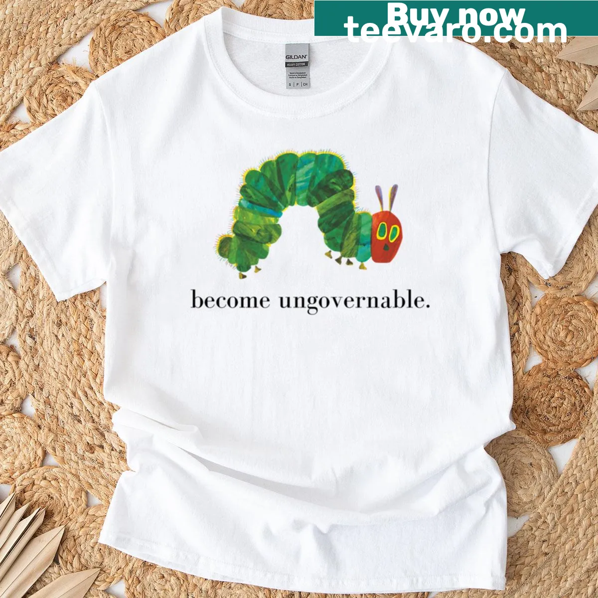 Bold text T-shirt with the phrase 'Become Ungovernable' — on a men's t-shirt