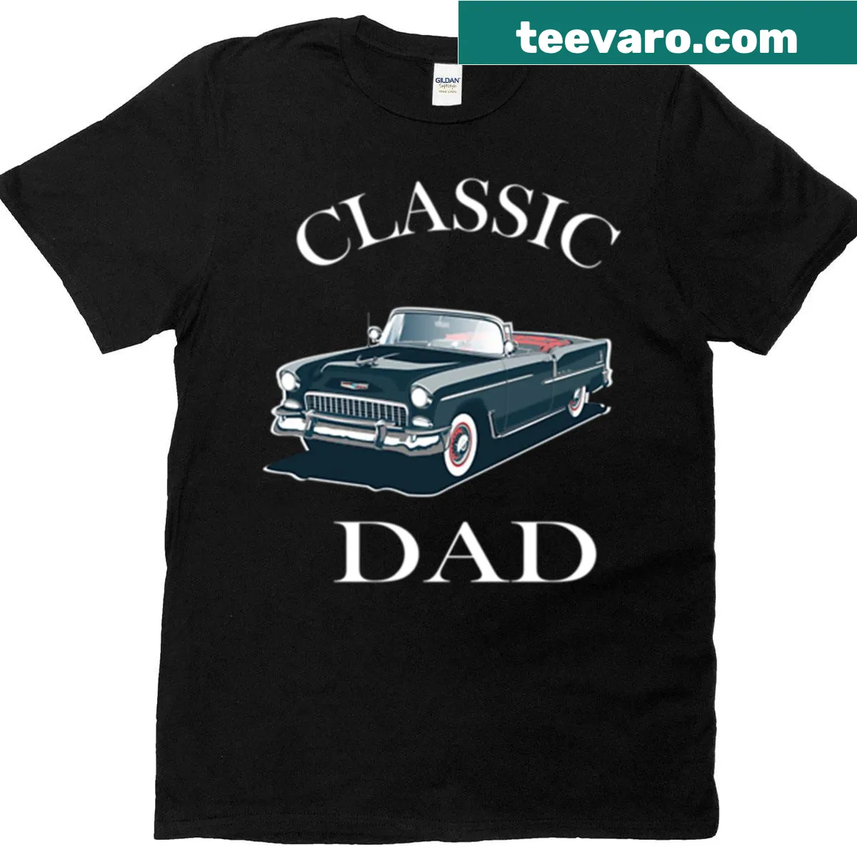 Graphic t-shirt celebrating the Bel Air car for dads — on a men's t-shirt