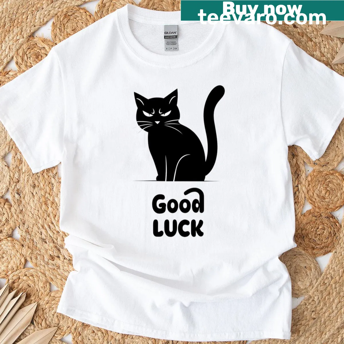 Playful black cat graphic on a t-shirt for cat lovers — on a men's t-shirt