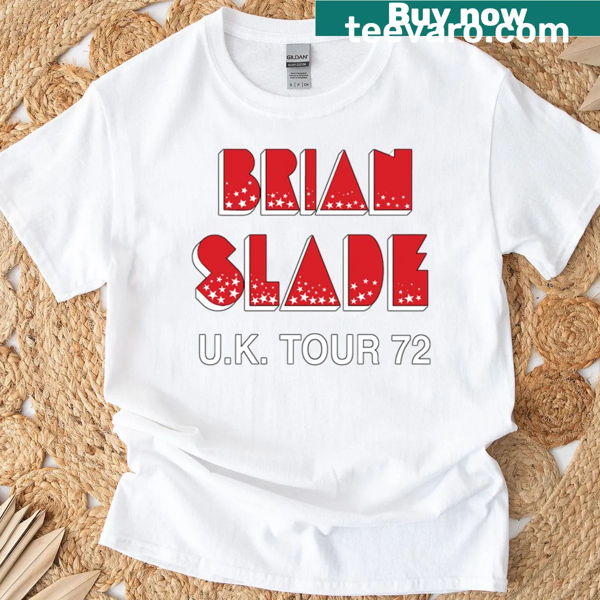 Retro Brian Slade music-themed T-shirt with vintage design — on a men's t-shirt