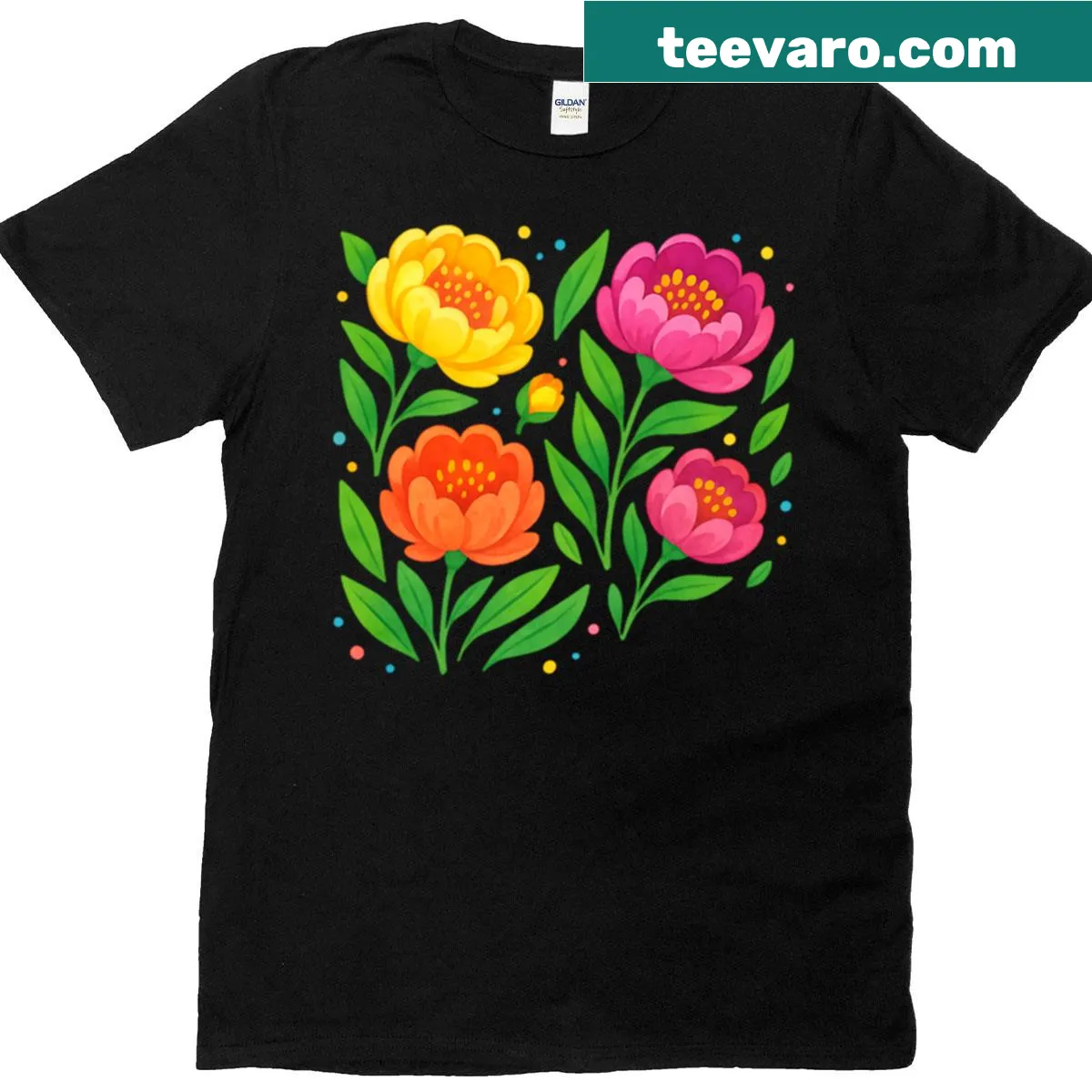 Watercolor peony graphic t-shirt featuring beautiful floral patterns — on a men's t-shirt