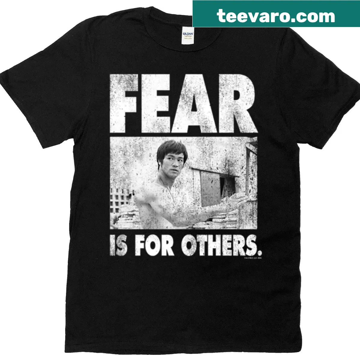 Distressed graphic t-shirt with Bruce Lee quote — on a men's t-shirt