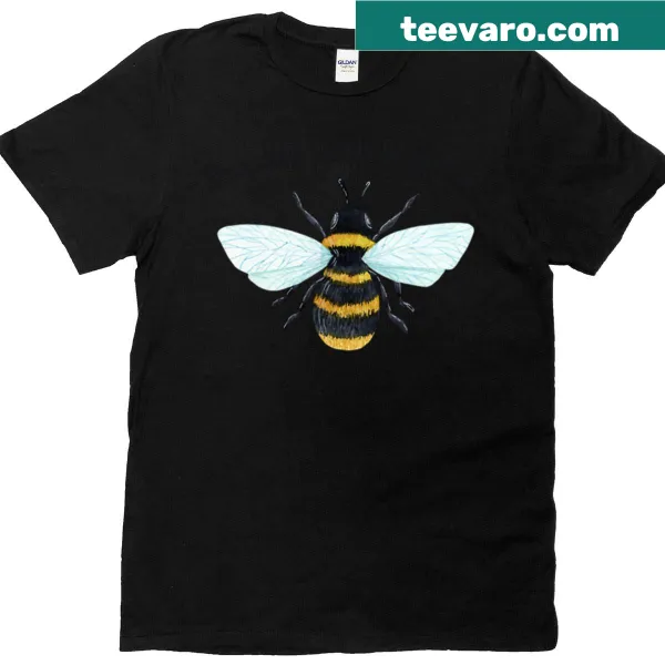 T-shirt with the phrase 'Buzzing With Purpose' in playful typography