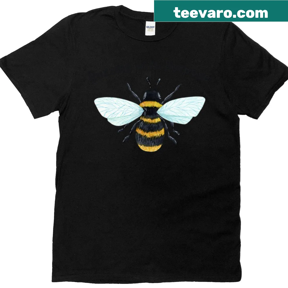 T-shirt with the phrase 'Buzzing With Purpose' in playful typography — on a men's t-shirt