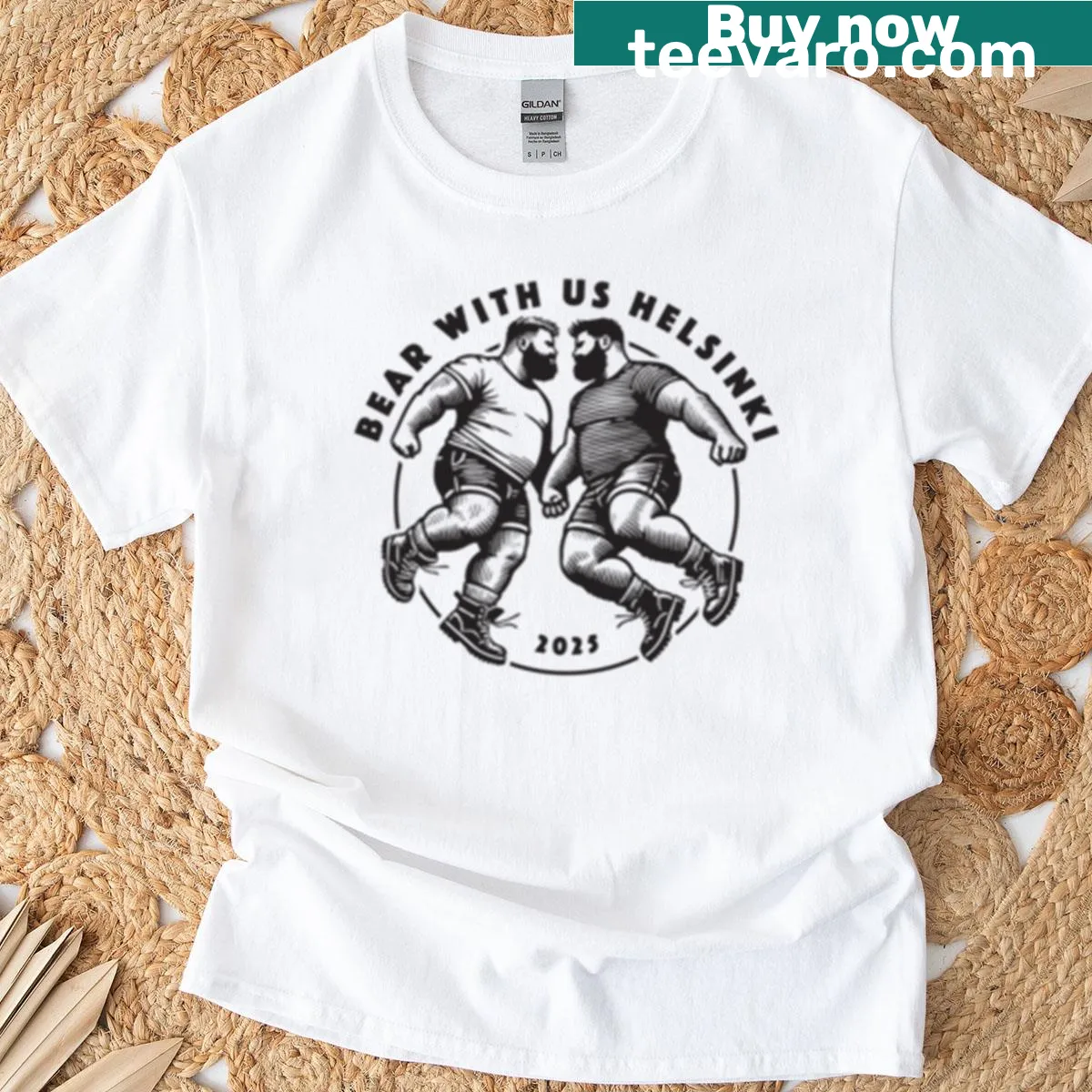 Illustration of jumping bears on a T-shirt for kids. — on a men's t-shirt
