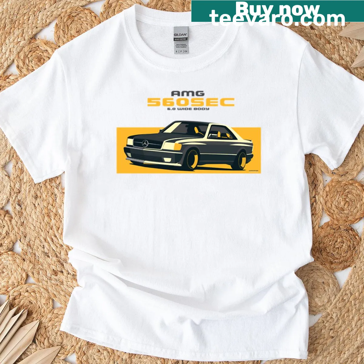 Illustration of a German muscle car on a T-shirt — on a men's t-shirt