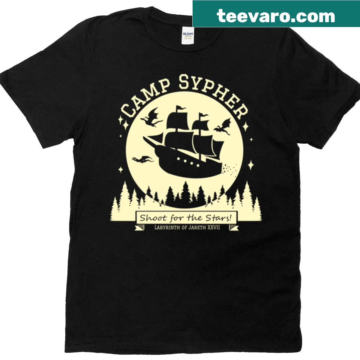 Camp-themed t-shirt featuring the Camp Sypher Xxvii graphic — on a men's t-shirt