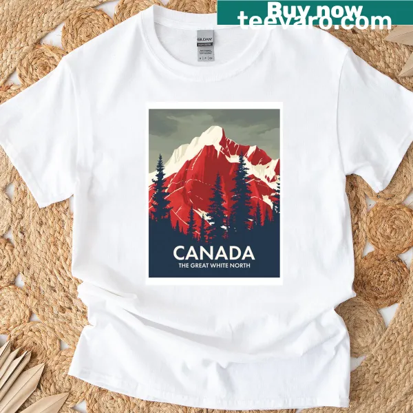 Illustrative Canada-themed T-shirt featuring the Great White North