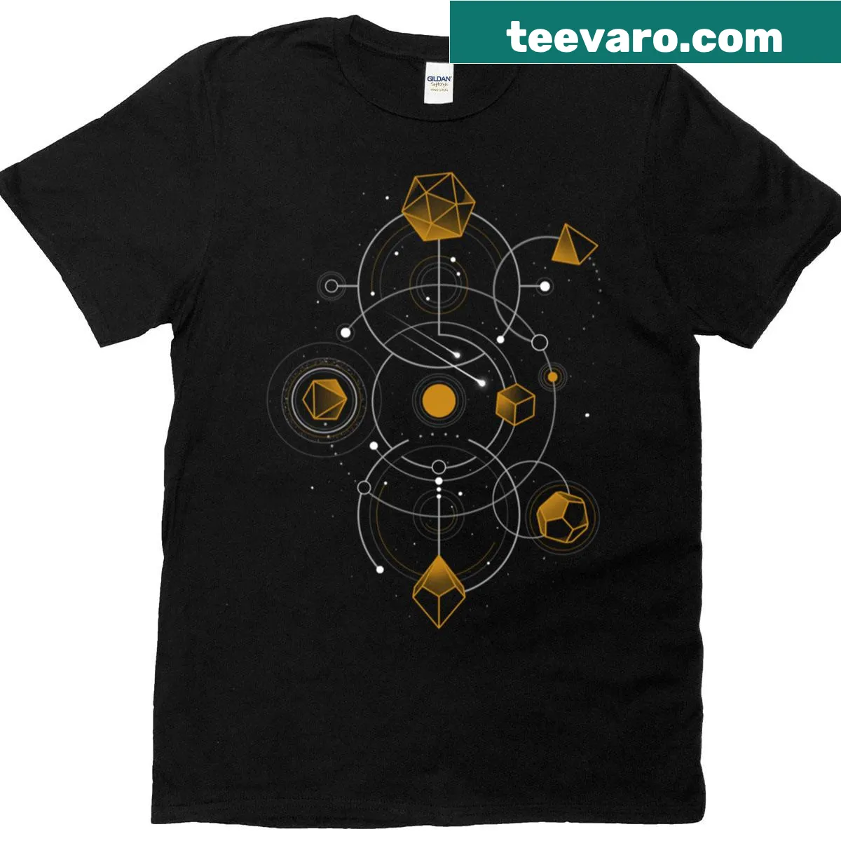 Abstract design of celestial dice on a T-shirt — on a men's t-shirt
