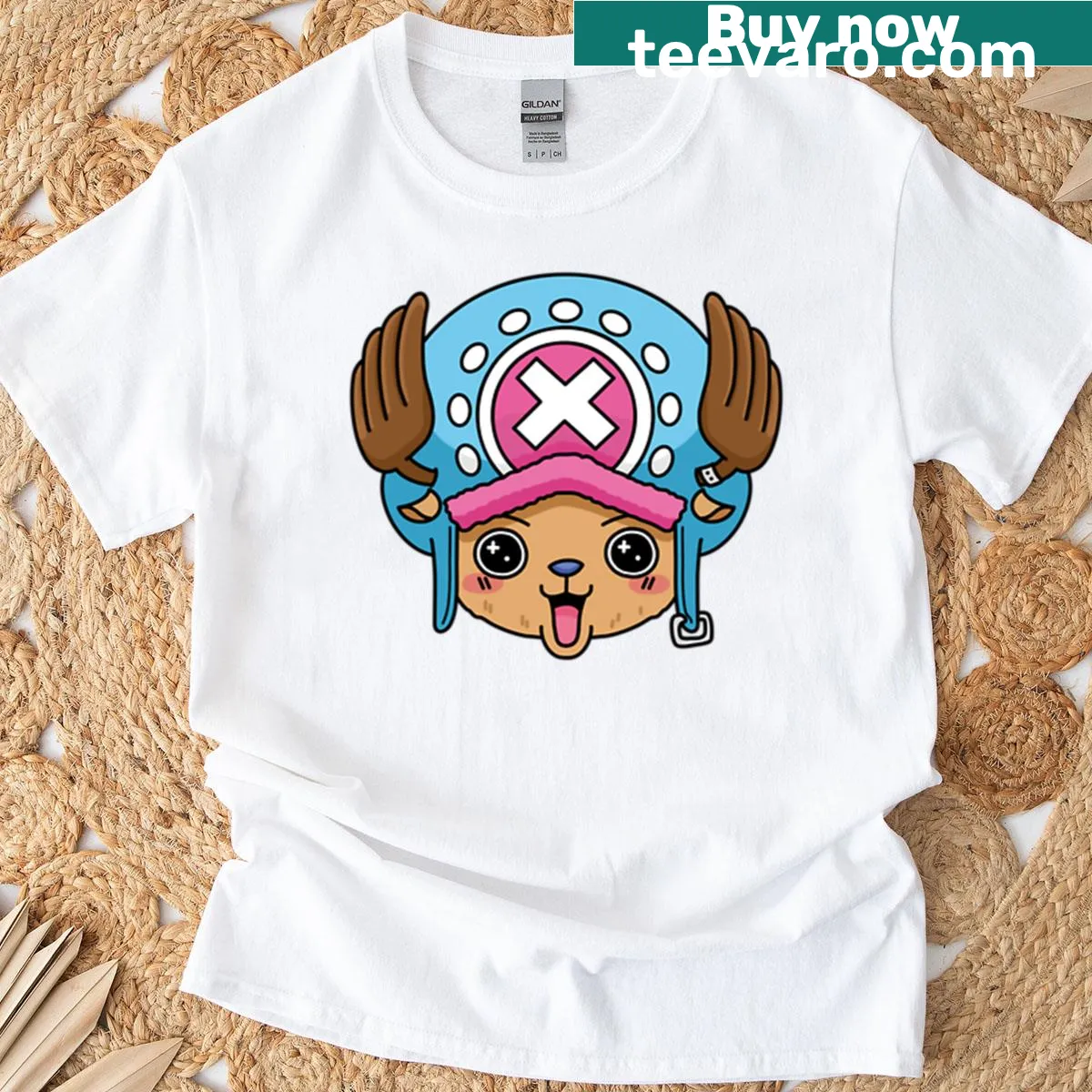 Illustrated T-shirt featuring a chopper motorcycle design — on a men's t-shirt