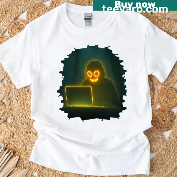 Cartoon-style T-shirt celebrating computer programming culture