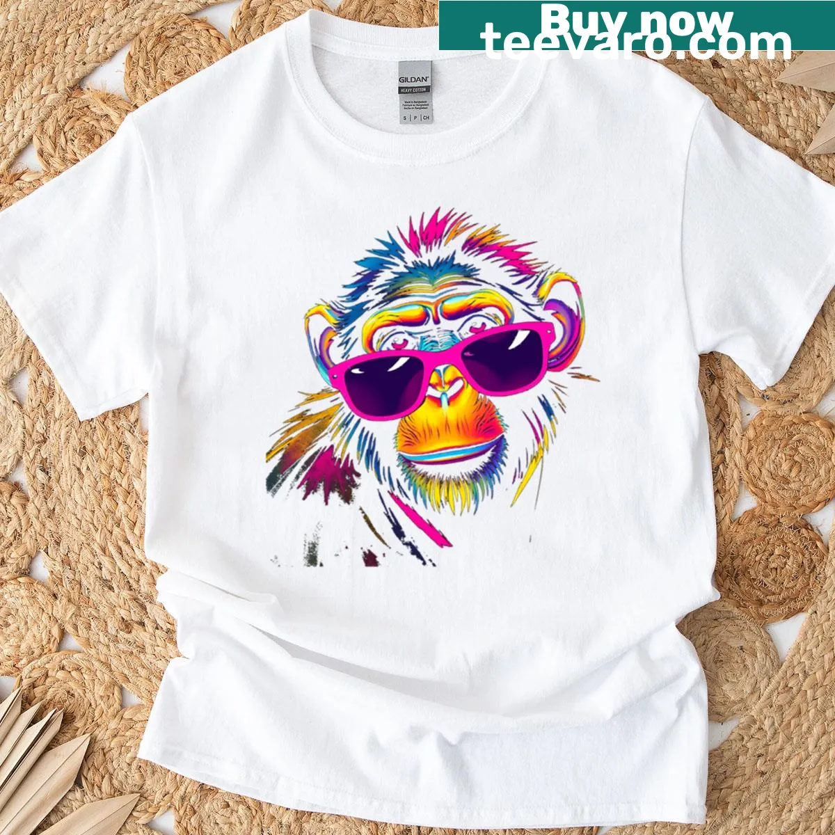 Cartoon of a cool chimp on a T-shirt — on a men's t-shirt