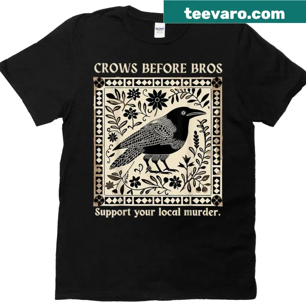 Vintage-style T-shirt with the saying 'Crows Before Bros'