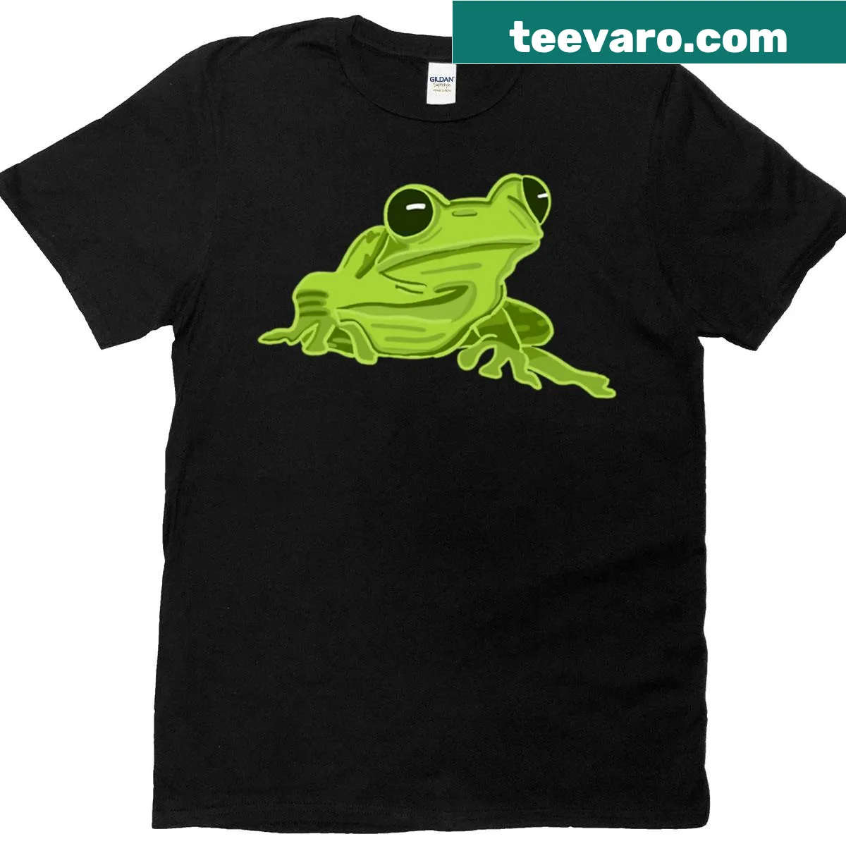 Illustration of a cute frog design — on a men's t-shirt
