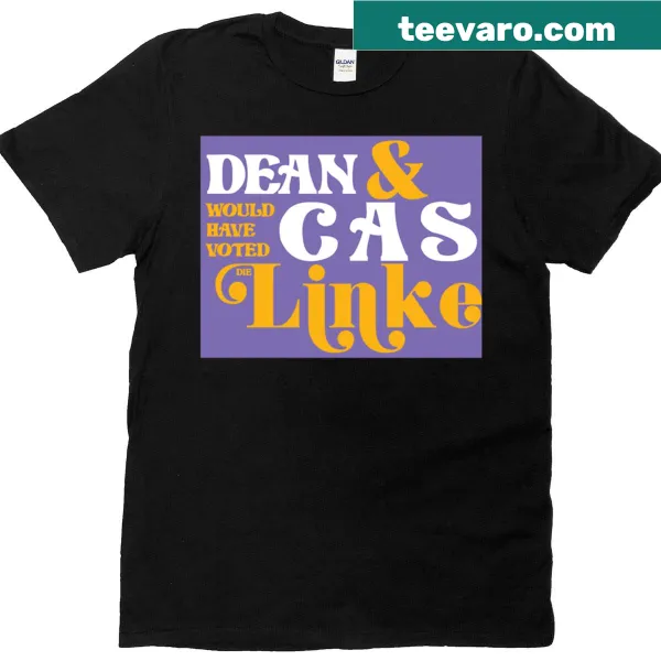 Graphic T-shirt celebrating the Destiel fandom with symbols of Dean and Castiel