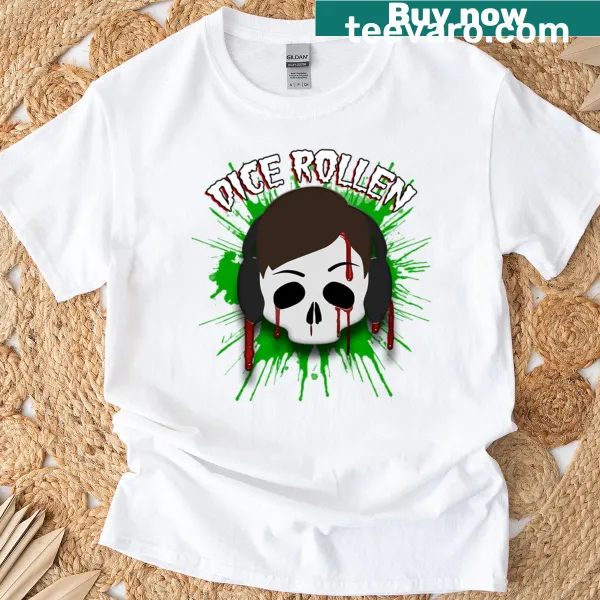 Stylish t-shirt with a logo of rolling dice
